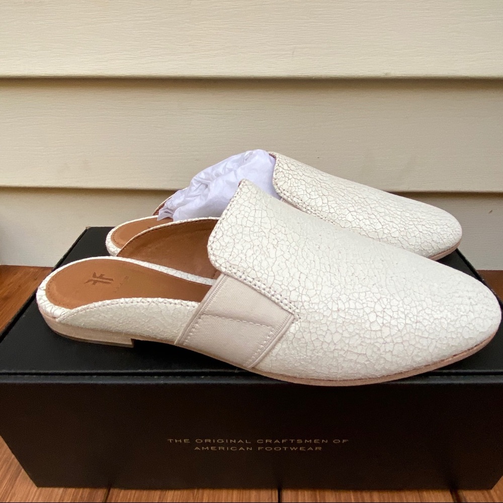 New FRYE Terri Gore Crackled Leather Mules slides